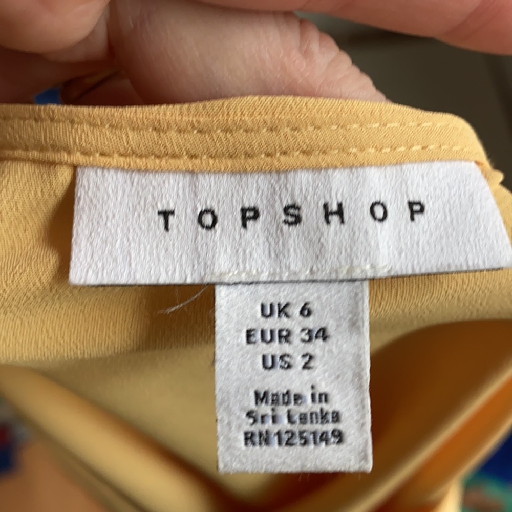 TOPSHOP Ella Side Tie Top Blouse Light Yellow 2 - Picture 5 of 5